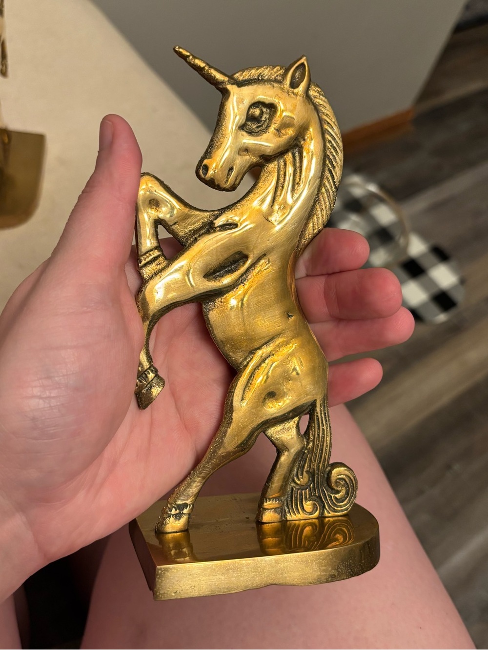 Vintage Solid Brass Rearing Unicorn Bookends Mid Century Hollywood Regency Set - Picture 13 of 16